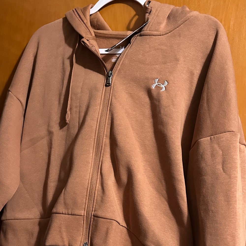 Under Armour Tan Full-Zip Hoodie Crop